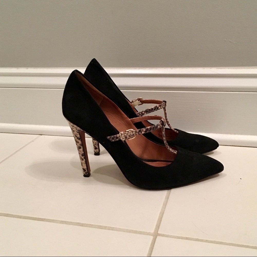 Coach snake skin t-strap heels